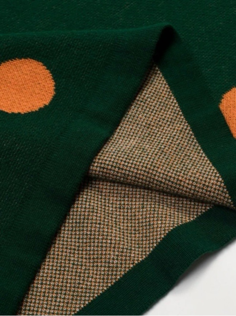 Green Two-Piece Knit Set with Fox Patch and Polka Dots - Picture 7 of 7
